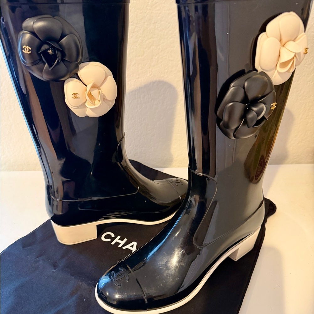 Chanel Camellia Rain Boots